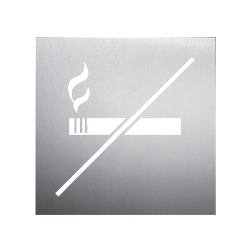 Plaque de porte avec pictogramme en acier inoxydable, « zone non fumeurs »