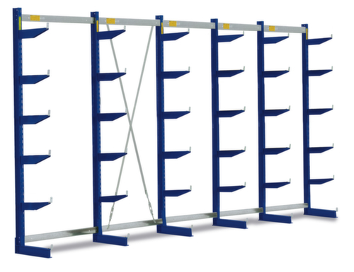 Rayonnage cantilever, unilatéral - conçu pour un montage mural, hauteur 2480 mm, 6 niveaux