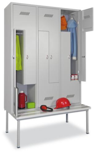 PAVOY Armoire vestiaire Z Basis gris clair avec banc + 6 compartiments, largeur de compartiment 400 mm