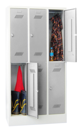 PAVOY Armoire vestiaire à deux niveaux Basis avec 3x2 compartiments, largeur de compartiment 300 mm
