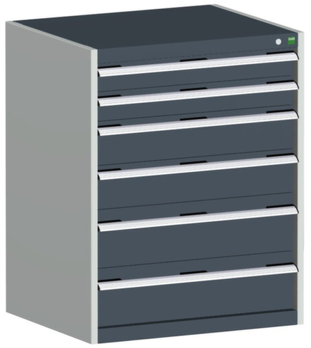 bott Armoire à tiroirs cubio surface de base 800x750 mm, 6 tiroir(s), RAL7035 gris clair/RAL7016 gris anthracite