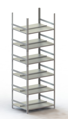 META Etagère à dossiers à visser pour une utilisation des deux côtés, 6 tablettes, RAL7035 gris clair