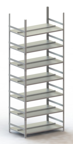 META Etagère à dossiers à visser pour une utilisation des deux côtés, 7 tablettes, RAL7035 gris clair