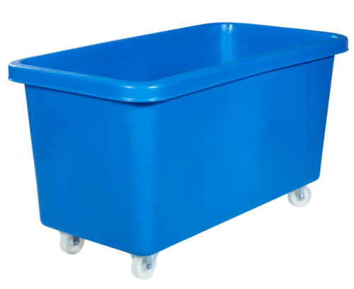 Conteneur rectangulaire mobile de sécurité alimentaire + base renforcée, capacité 450 l, bleu