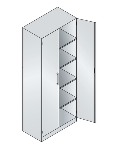 C+P Armoire à portes battantes Asisto, 5 hauteurs des classeurs, RAL9006 aluminium blanc/érable