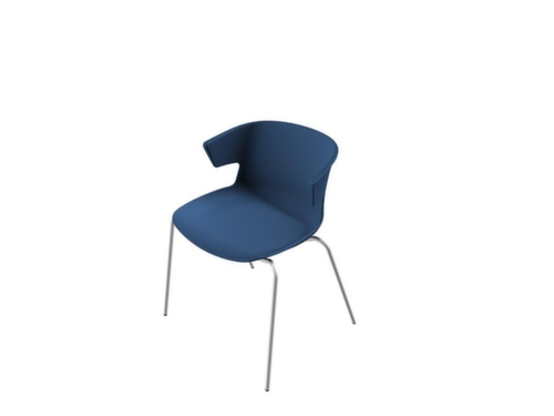 Quadrifoglio Chaise coque en plastique COVE avec piètement 4 pieds, bleu