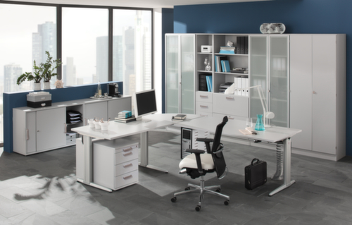 Rayonnage de bureau Up and Down avec paroi arrière, largeur 800 mm, 5 HC, gris