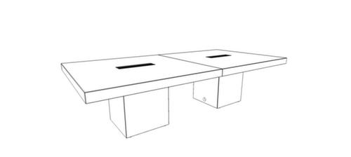 Quadrifoglio Table de conférence T45 avec piètement cubique, largeur x profondeur 2800 x 1400 mm, panneau orme