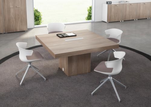 Quadrifoglio Table de conférence T45 avec piètement cubique, largeur x profondeur 1400 x 1400 mm, panneau noyer