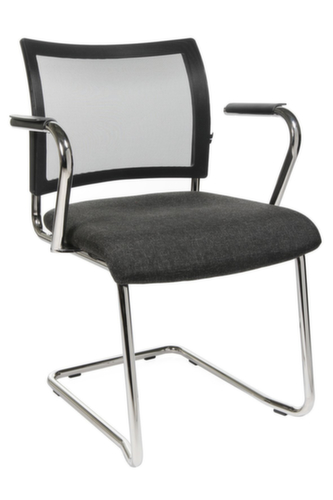 Topstar Fauteuil luge pour visiteurs Visit 20 avec dossier maille, assise tissu (100 % polypropylène), anthracite
