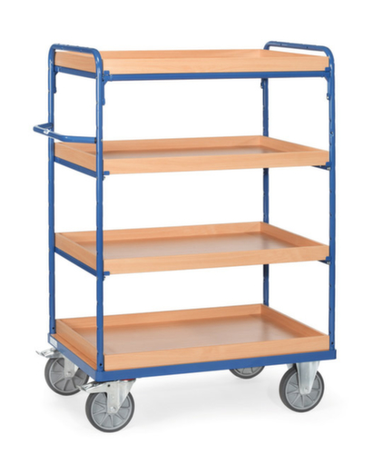fetra Chariot à étagères avec tablettes bacs insertion variable, force 600 kg, 4 plateaux