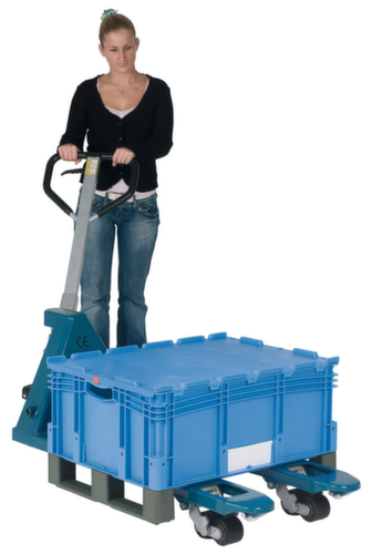 BITO Bac gerbable norme Europe à double fond, bleu, capacité 121 l, Couvercle à charnière en 2 parties