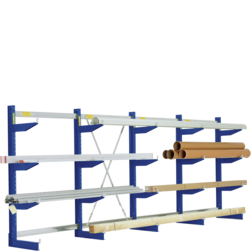 Rayonnage cantilever, unilatéral - conçu pour un montage mural, hauteur 2480 mm, 6 niveaux