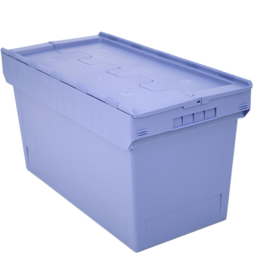 BITO Bac réutilisable plombable, capacité 100 l, Couvercle à charnière en 2 parties