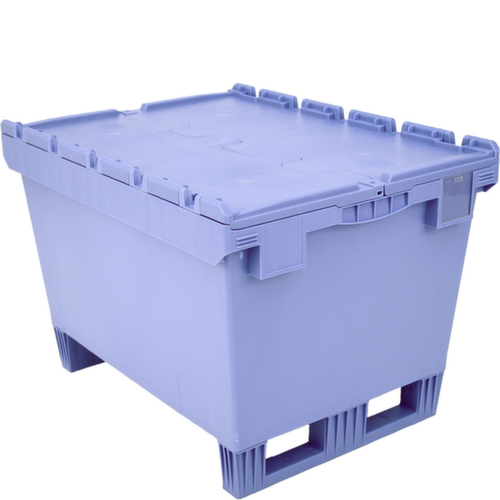 BITO Conteneur consigné de grand volume à double fond + patins, capacité 151 l, couvercle crocodile