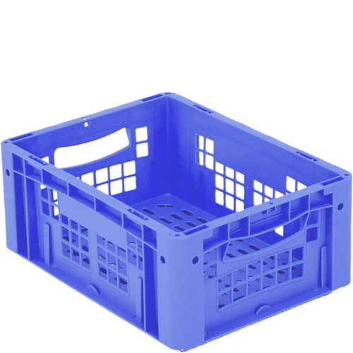 BITO Bac gerbable norme Europe avec double fond nervuré + parois + fond ajourés, bleu, capacité 15 l