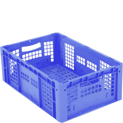 BITO Bac gerbable norme Europe avec double fond nervuré + parois + fond ajourés, bleu, capacité 41 l