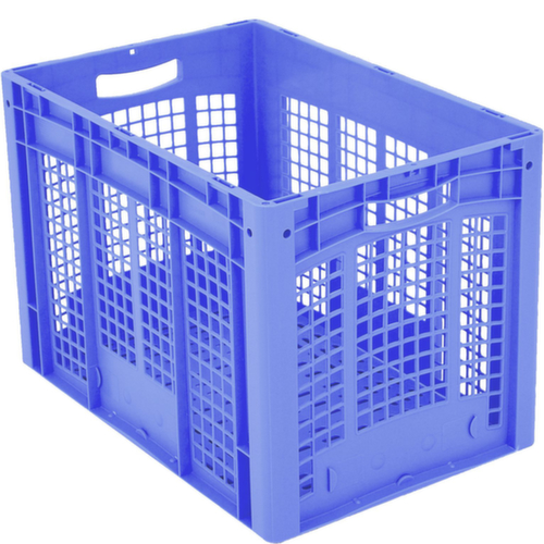 BITO Bac gerbable norme Europe avec double fond nervuré + parois + fond ajourés, bleu, capacité 82 l