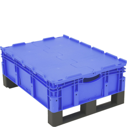 BITO Bac gerbable norme Europe à double fond, bleu, capacité 79 l, Couvercle à charnière en 2 parties