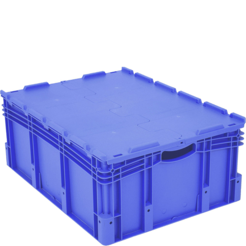BITO Bac gerbable norme Europe à double fond, bleu, capacité 121 l, Couvercle à charnière en 2 parties