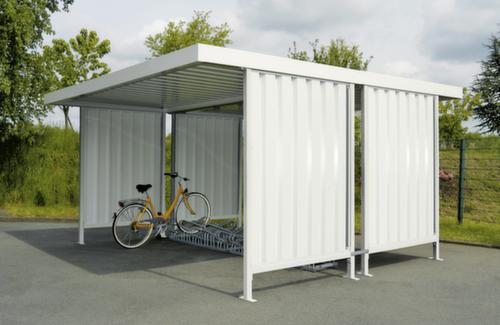 WSM Abri Leipzig avec 2 parois latérales, rayonnage départ, largeur x profondeur 4300 x 4400 mm