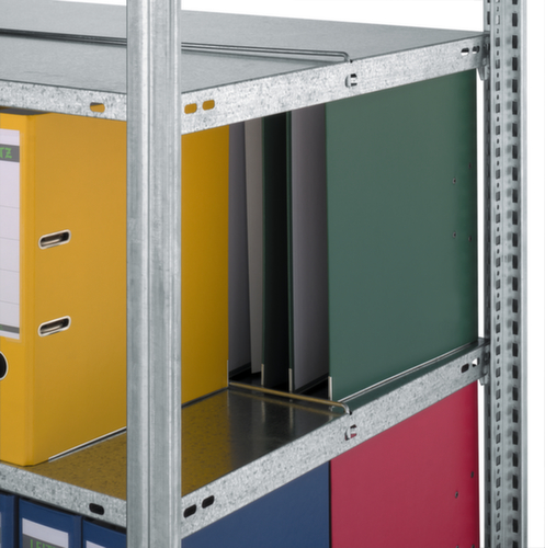 hofe Porte-documents sans vis Zone de fixation pour une utilisation des deux côtés, 5 tablettes, RAL9006 aluminium blanc