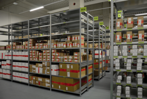 hofe Système de rayonnages sans vis dans une construction mi-lourde, hauteur x largeur x profondeur 2000 x 1060 x 635 mm, 5 tablettes