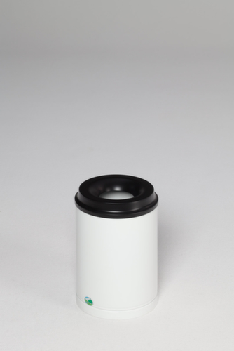 VAR Corbeille à papier avec tête étouffoir, 15 l, RAL9016 blanc signalisation, partie supérieure noir