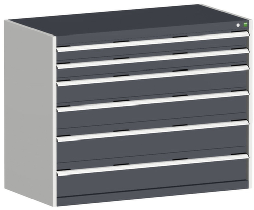 bott Armoire à tiroirs cubio surface de base 1300x650 mm, 6 tiroir(s), RAL7035 gris clair/RAL7016 gris anthracite
