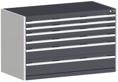 bott Armoire à tiroirs cubio surface de base 1300x750 mm, 6 tiroir(s), RAL7035 gris clair/RAL7016 gris anthracite