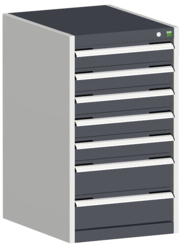 bott Armoire à tiroirs cubio surface de base 525x525 mm, 7 tiroir(s), RAL7035 gris clair/RAL7016 gris anthracite