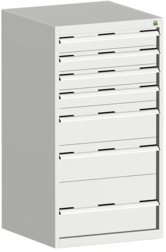 bott Armoire à tiroirs cubio surface de base 650x650 mm, 7 tiroir(s), RAL7035 gris clair/RAL7035 gris clair