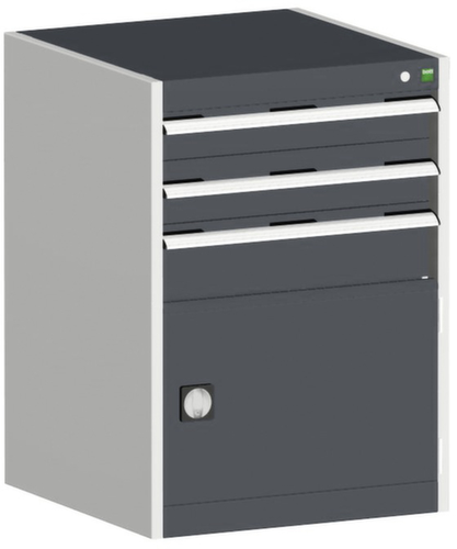 bott Armoire à tiroirs cubio surface de base 650x525 mm, 3 tiroir(s), RAL7035 gris clair/RAL7016 gris anthracite