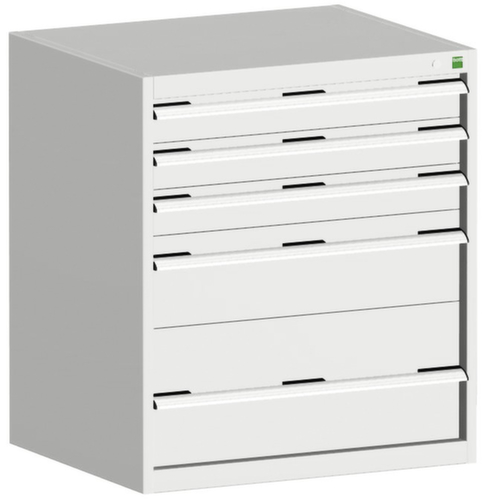 bott Armoire à tiroirs cubio surface de base 800x525 mm, 5 tiroir(s), RAL7035 gris clair/RAL7035 gris clair