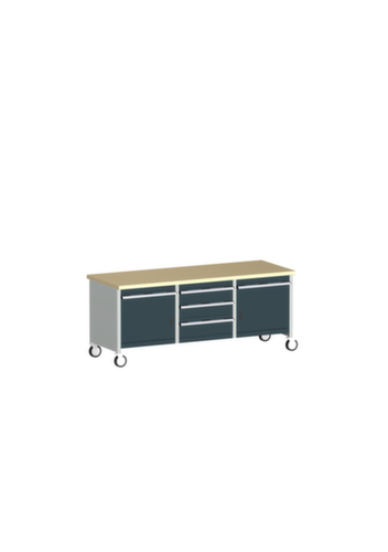 bott Bloc établi mobile cubio, 3 tiroirs, 2 armoires, RAL7035 gris clair/RAL7016 gris anthracite