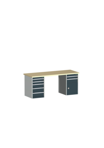 bott Établi modulable stationnaire cubio, 7 tiroirs, 1 armoire, RAL7035 gris clair/RAL7016 gris anthracite