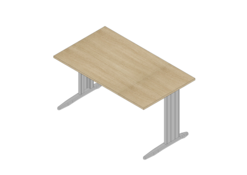 Quadrifoglio Bureau Practika avec piètement en C, largeur x profondeur 1400 x 800 mm, plaque chêne