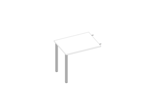Quadrifoglio Table de rallonge à hauteur réglable Practika pour bureau avec piètement 4 pieds, largeur x profondeur 800 x 600 mm, plaque blanc