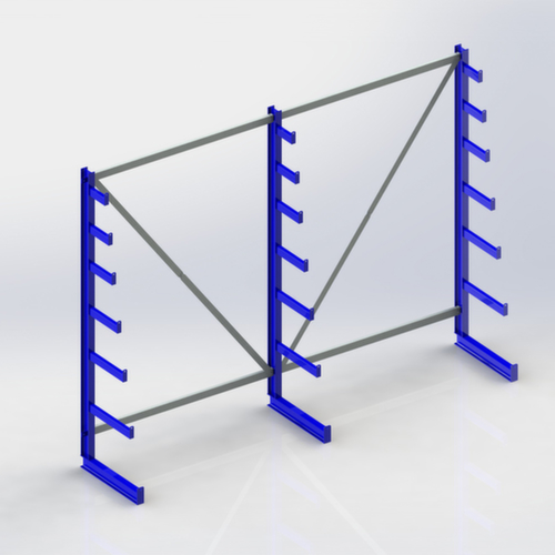 META Rayonnage cantilever universel Atlas ST, unilatéral - conçu pour un montage mural, hauteur 2000 mm, 7 niveaux