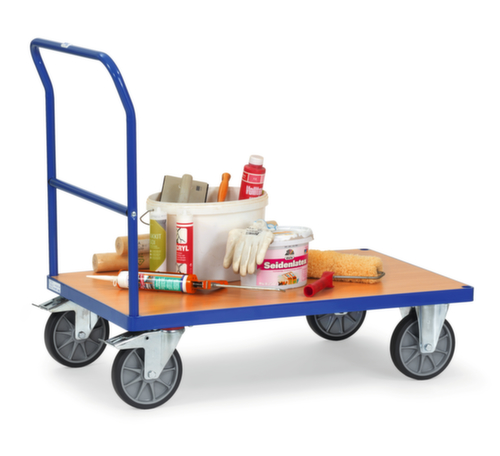 fetra Chariot avec barre de poussée MULTIVARIO, force 600 kg, plateau longueur x largeur 1000 x 600 mm