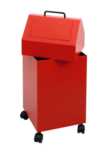 stumpf Conteneur de matériaux recyclables ignifugés, 45 l, RAL3000 rouge vif, couvercle RAL3000 rouge vif