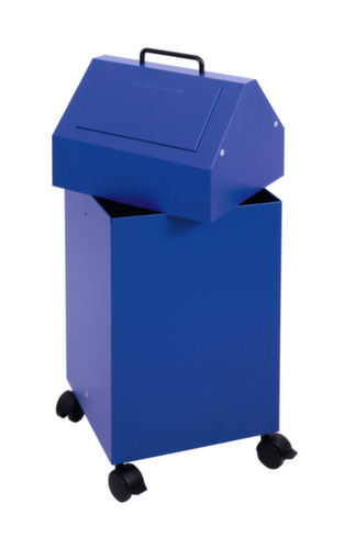 stumpf Conteneur de matériaux recyclables ignifugés, 45 l, RAL5010 bleu gentiane, couvercle RAL5010 bleu gentiane