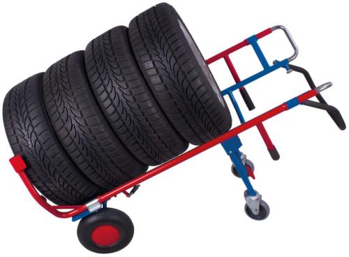 VARIOfit Diable à pneus avec glissière télescopique, RAL5010 bleu gentiane, bandage air