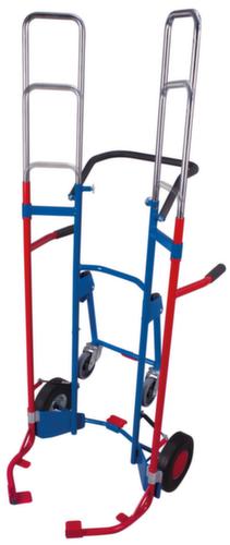 VARIOfit Diable à pneus avec glissière télescopique, RAL5010 bleu gentiane, bandage caoutchouc plein
