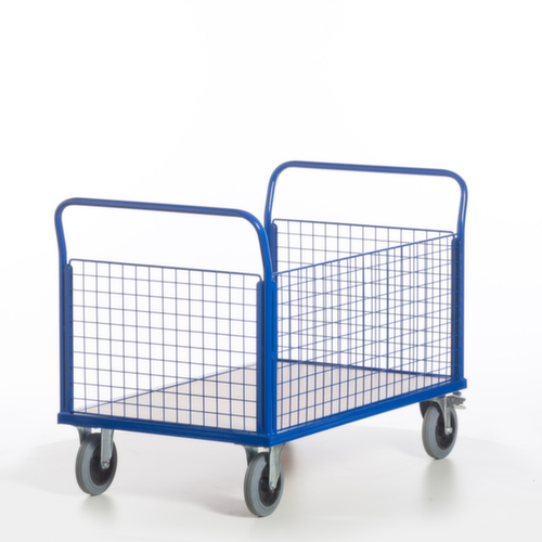 Rollcart Wagon à trois parois en grille, force 500 kg, plateau longueur x largeur 1200 x 780 mm
