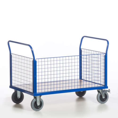 Rollcart Wagon à trois parois en grille, force 500 kg, plateau longueur x largeur 1200 x 780 mm