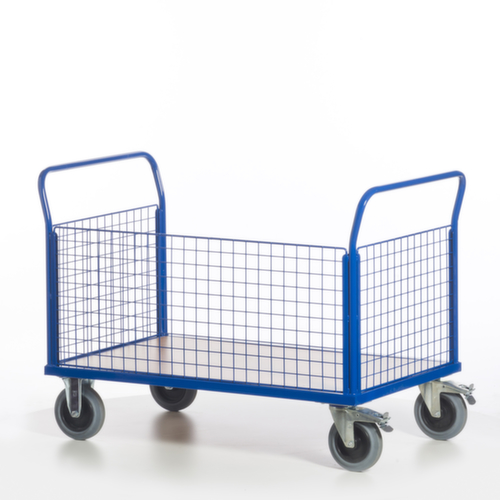 Rollcart Wagon à trois parois en grille, force 500 kg, plateau longueur x largeur 1200 x 780 mm
