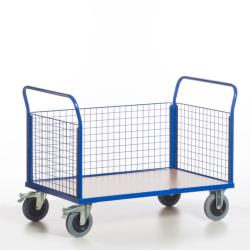 Rollcart Wagon à trois parois en grille, force 500 kg, plateau longueur x largeur 1200 x 780 mm