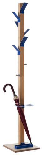 Paperflow Portemanteau easyCloth en bois avec porte-parapluies, avec 6/2 crochets, nature/bleu