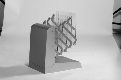 Porte-brochures pliable, 5 tablettes, structure gris argent